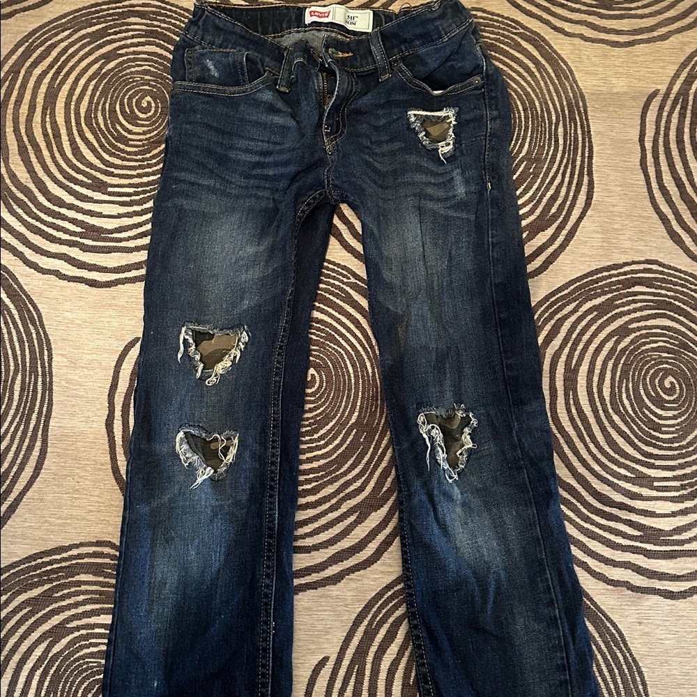 Signature by Levi Strauss Kids Dark Blue Distressed Jeans